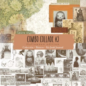 COMBO Collage #5. Colección + Básicos + Kit Junk Journal. Papeles decorados digitales para imprimir. Scrapbooking, Junk Journal. Laura Inguz