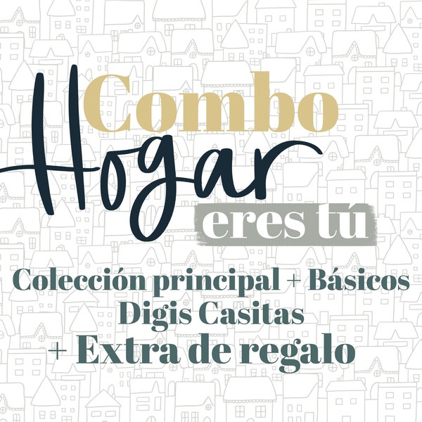 COMBO Hogar eres tú. Colección + Básicos + Digis + EXTRA REGALO. Papeles decorados para imprimir. Scrapbooking, Mixed Media. Laura Inguz