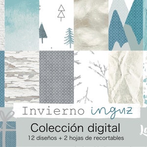 Inguz Winter DIGITALE PAPIERKOLLEKTION, dekorierte Papiere zum Drucken für Weihnachten. Scrapbooking, Kartenherstellung. Laura Inguz