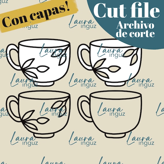 CUT FILES - PNG and jpg cut files Cup - Digi-die cuts by layers and for Scrapbooking, crafts, cardmaking. Laura Inguz