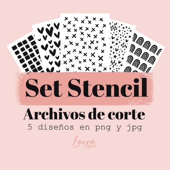 Set STENCIL #1 Cut File 5 Files - PNG and jpg cut file - Digitroquel for Scrapbooking, crafts, project life. Laura Inguz