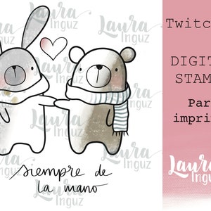 Sello Digital TWITCHOS para IMPRIMIR. Scrapbooking y cardmaking para adultos y niños. Digistamp By Laura Inguz