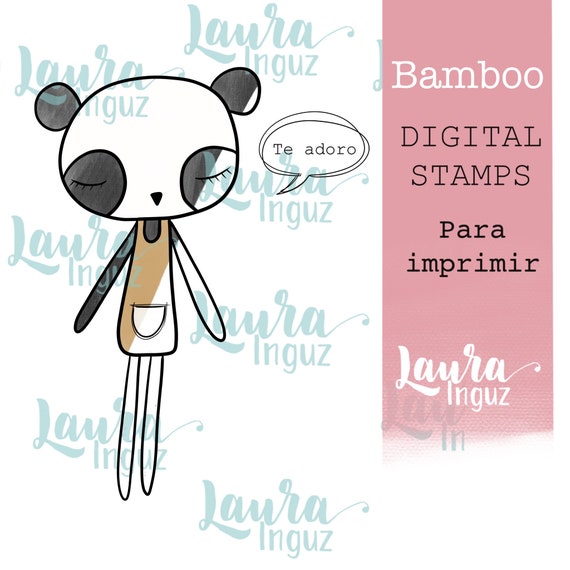 BAMBOO Digital Stamp to PRINT. Scrapbooking and cardmaking for adults and children. Digistamp By Laura Inguz