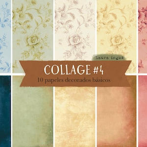 Collage Collection #4 Basics mit 10 digital dekorierten Papieren zum Drucken. Scrapbooking, Junk Journal. Laura Inguz