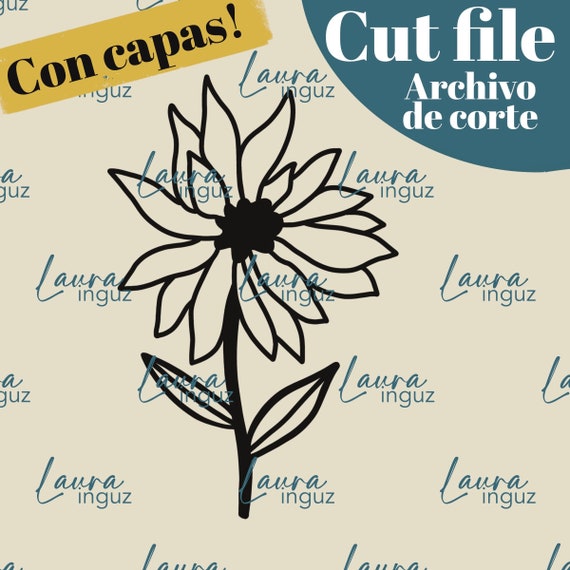CUT FILES - PNG and jpg cut files Flower Daisy - Digi-die cuts by layers and for Scrapbooking, crafts, cardmaking. Laura Inguz