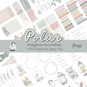 POLAR + 120 clipart da stampare, tagliare e utilizzare con un plotter. Cancelleria, album per ritagli, cartoline, diario d'arte, tecnica mista. Laura Ingus