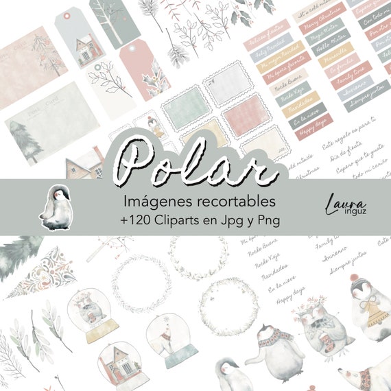 POLAR + 120 Cliparts to print, cut out, use with a plotter. Stationery, Scrapbook, Cards, Art Journal, Mixed Media. Laura Inguz