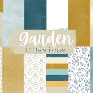 COLECCIÓN de Papeles DIGITAL BÁSICOS Garden. Papeles decorados para imprimir. Scrapbooking, tarjetería, Mixed Media. Laura Inguz