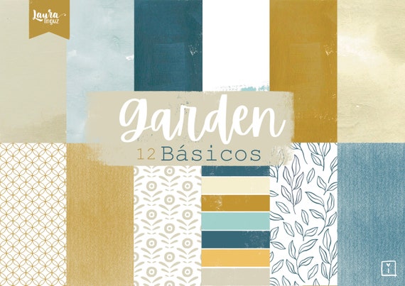 COLLECTION of BASIC Garden DIGITAL Papers. Decorated papers to print. Scrapbooking, card making, Mixed Media. Laura Inguz