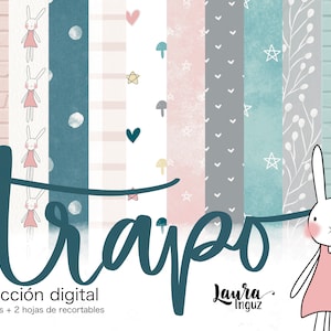 COLLEZIONE DI CARTE DIGITALI TRAPO #2. Carte decorate da stampare. Scrapbooking, creazione di cartoline, supporti misti. Laura Ingus