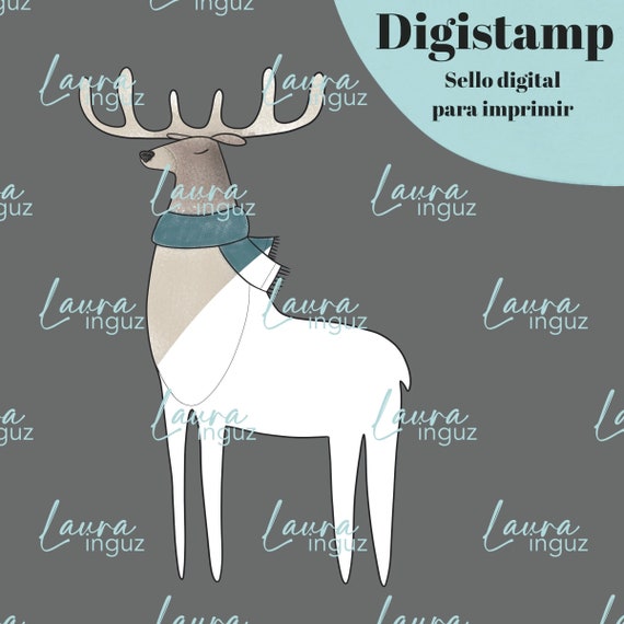 RENO Digital Stamp to PRINT for Winter and Christmas. Scrapbooking and cardmaking for adults and children. Digistamp By Laura Inguz