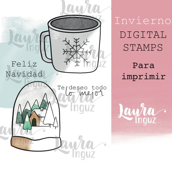 WINTER Digital Seal for PRINTING. Scrapbooking and cardmaking, Cardjetería, crafts for adults and children. Laura Inguz