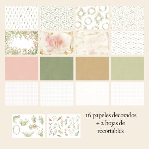 Colección Digital Bloom 16 Papeles decorados Recortables para imprimir. Scrapbooking, Card Making, Journaling. Laura Inguz imagen 2