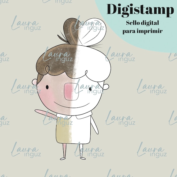 NENA BUDDY Digital Stamp to PRINT. Digistamp for Scrapbooking and cardmaking for adults and children. Digistamp By Laura Inguz