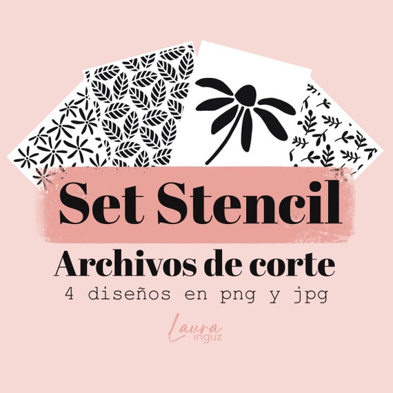 Set STENCIL #2 Cut File 4 Files - PNG and jpg cut file - Digitroquel for Scrapbooking, crafts, project life. Laura Inguz