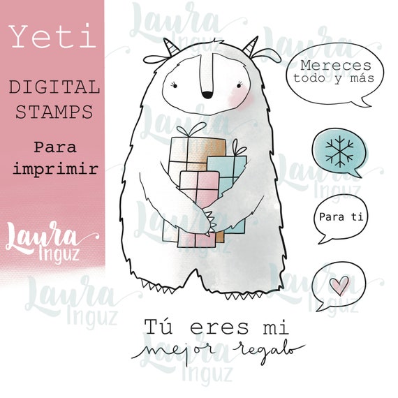 YETI Digital Seal for WINTER and Christmas PRINTING. Scrapbooking and cardmaking for adults and children. Digistamp By Laura Inguz