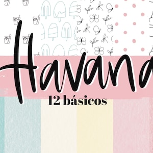 SAMMLUNG von Havana BASIC DIGITAL Papers. Dekorierte Papiere zum Drucken. Scrapbooking, Kartenherstellung, Mixed Media. Laura Inguz
