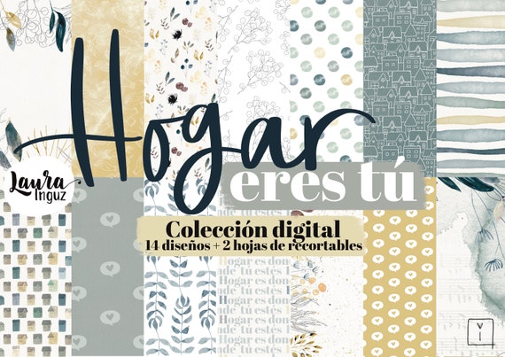 DIGITAL Papers COLLECTION Home is you. Decorated papers to print. Scrapbooking, card making, Mixed Media. Laura Inguz