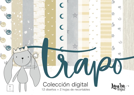 DIGITAL RAG Papers COLLECTION #1. Decorated papers to print. Scrapbooking, card making, Mixed Media. Laura Inguz