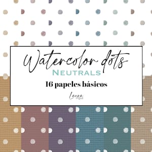 DOTS NEUTRAL carte per acquerello. 16 disegni decorati di base in 8 colori per Scrapbooking, Cardmaking, Mixed Media. Laura Ingus