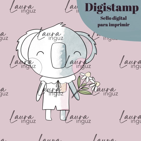 KOALA Digital Stamp to PRINT and color. Digistamp for Scrapbooking and cardmaking for adults and children. Digistamp. Laura Inguz