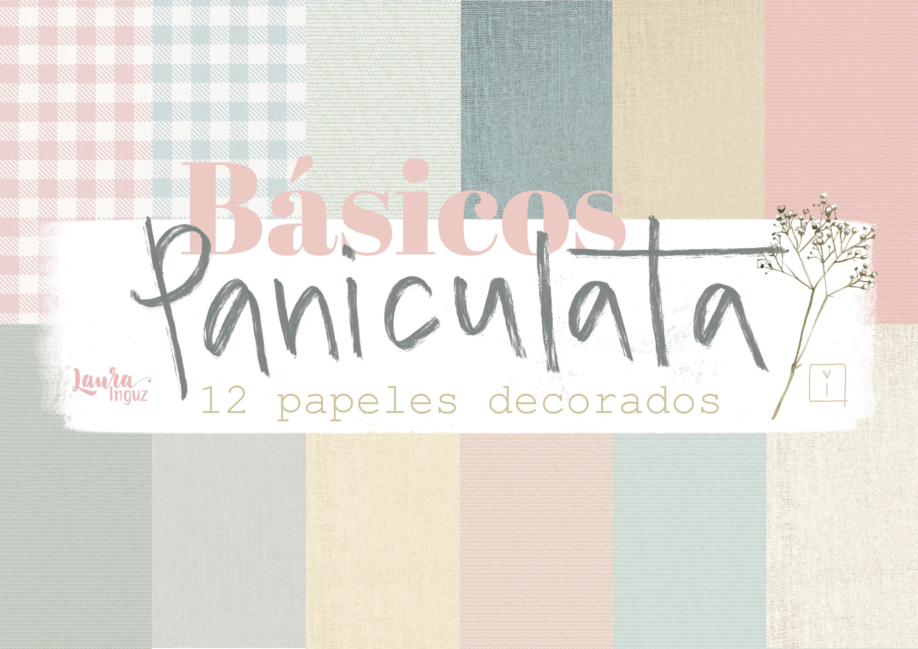 COLECCIÓN de Papeles DIGITAL BÁSICOS Paniculata. Papeles decorados pa…