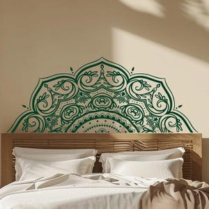 Half Mandala Wall Decal, Boho Bedroom Mural, Rental Friendly Art