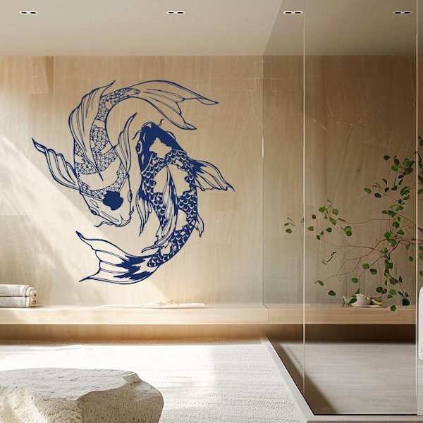 Yin Yang Koi Fish Wall Decal: Bedroom Bathroom Art