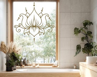 Lotus Mandala Wall Decal: Boho Yoga Decor, Removable Vinyl Sticker
