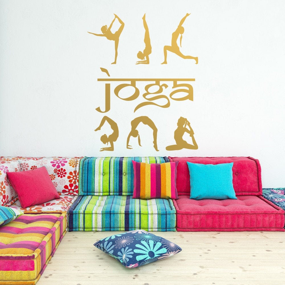 Gold Yoga Wall Decal Yoga Studio Decor Yoga Wall Art Decal Etsy