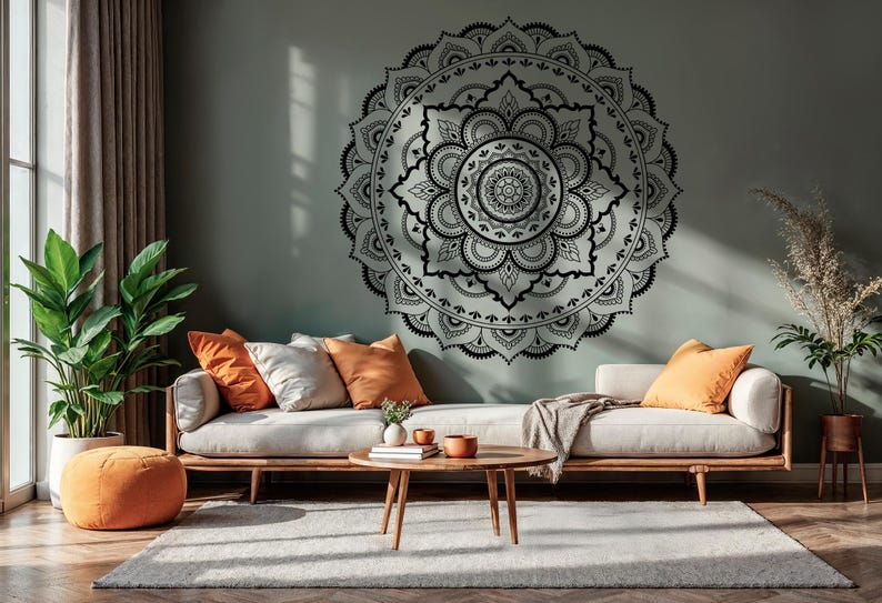Indian Mandala Wall Decal: Boho Sacred Geometry Vinyl Sticker - Etsy