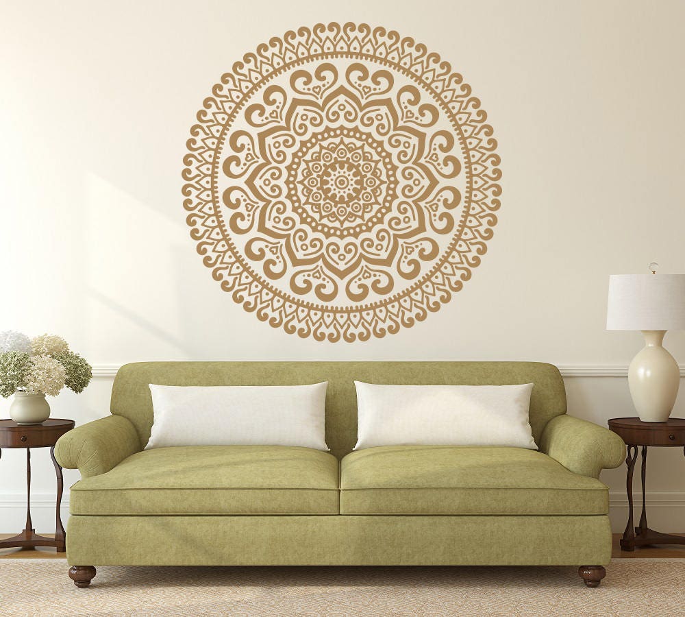 Gold Mandala Vinyl Wall Decal Master Bedroom Decor Large | Etsy
