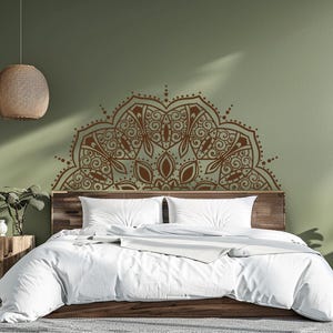 Half Mandala Wall Decal for Headboard, Rental Friendly Wall Art, Removable Over the Bed Decor image 3