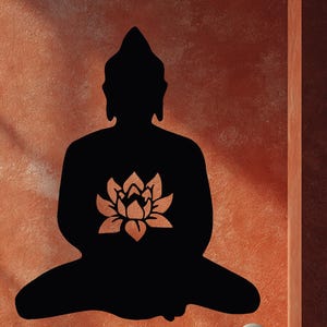 Adhesivo de vinilo removible, Arte de pared Namaste, Silueta de Buda grande, imagen 7