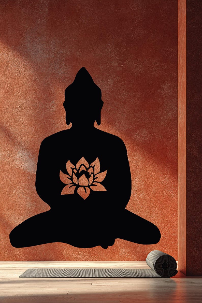 Adhesivo de vinilo removible, Arte de pared Namaste, Silueta de Buda grande, imagen 7