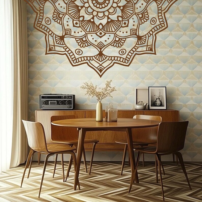 Half Mandala Wall Decal: Boho Vinyl Sticker, Yoga Room Decor - Etsy