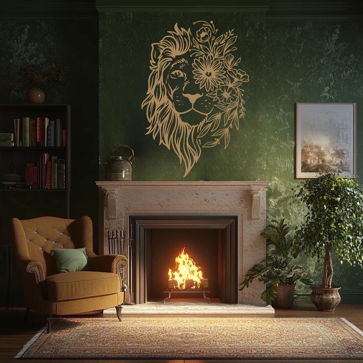 Boho Lion Wall Decal – Floral Lion Head Vinyl Sticker - Etsy