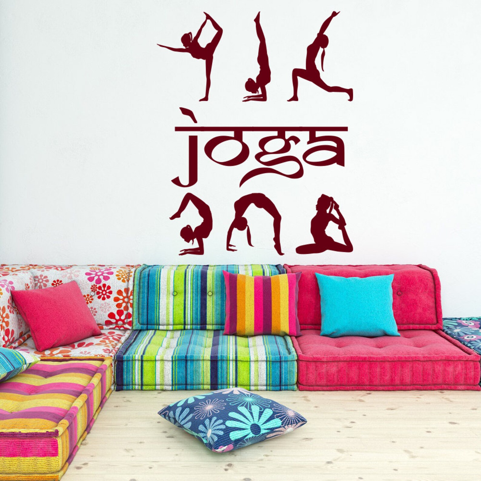 Gold Yoga Wall Decal Yoga Studio Decor Yoga Wall Art Decal Etsy