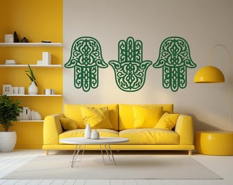 Hamsa Hand Vinyl Wall Decal Set: Boho Meditation Decor