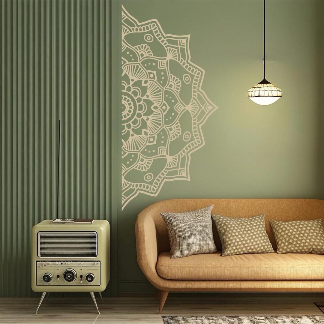 Half Mandala Wall Decal: Boho Vinyl Sticker, Yoga Room Decor - Etsy