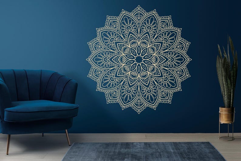 Boho Mandala Wall Decal: Henna Vinyl Sticker, Yoga Decor - Etsy