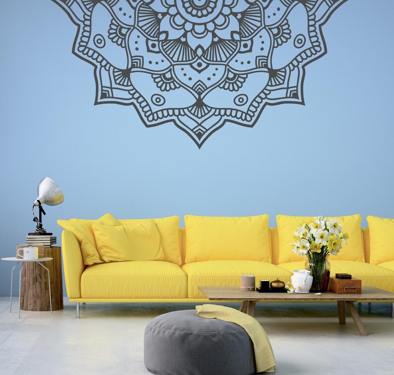 Half Mandala Wall Decal: Boho Vinyl Sticker, Yoga Room Decor - Etsy