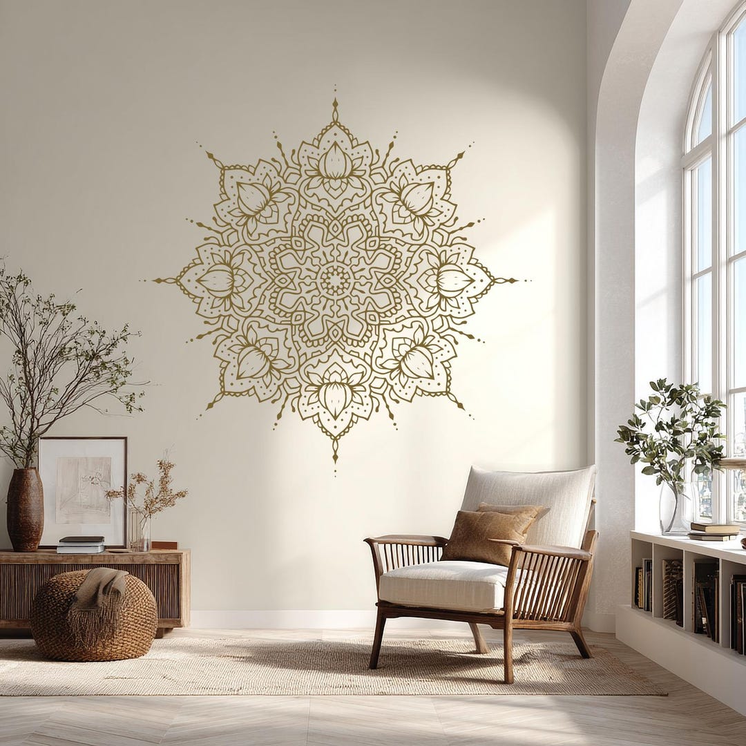 Henna Mandala Wall Decal – Boho Home & Yoga Decor - Etsy