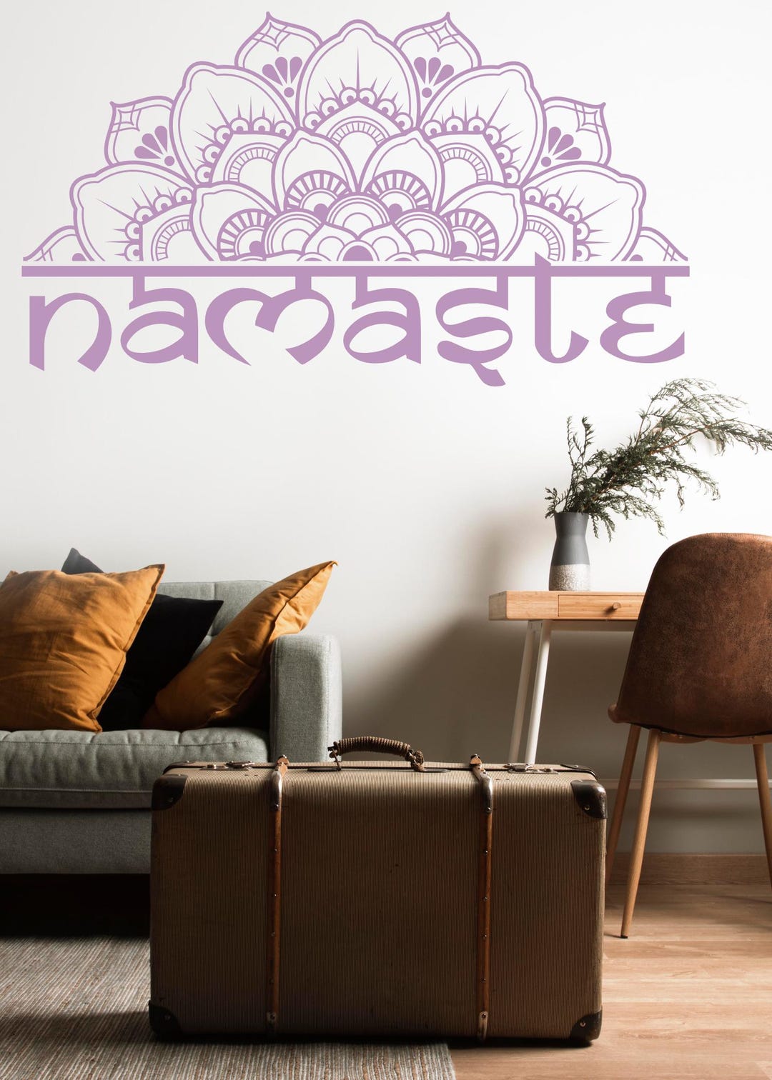 Namaste Lotus Wall Decal – Boho Vinyl Sticker, Indian Pattern Flower ...