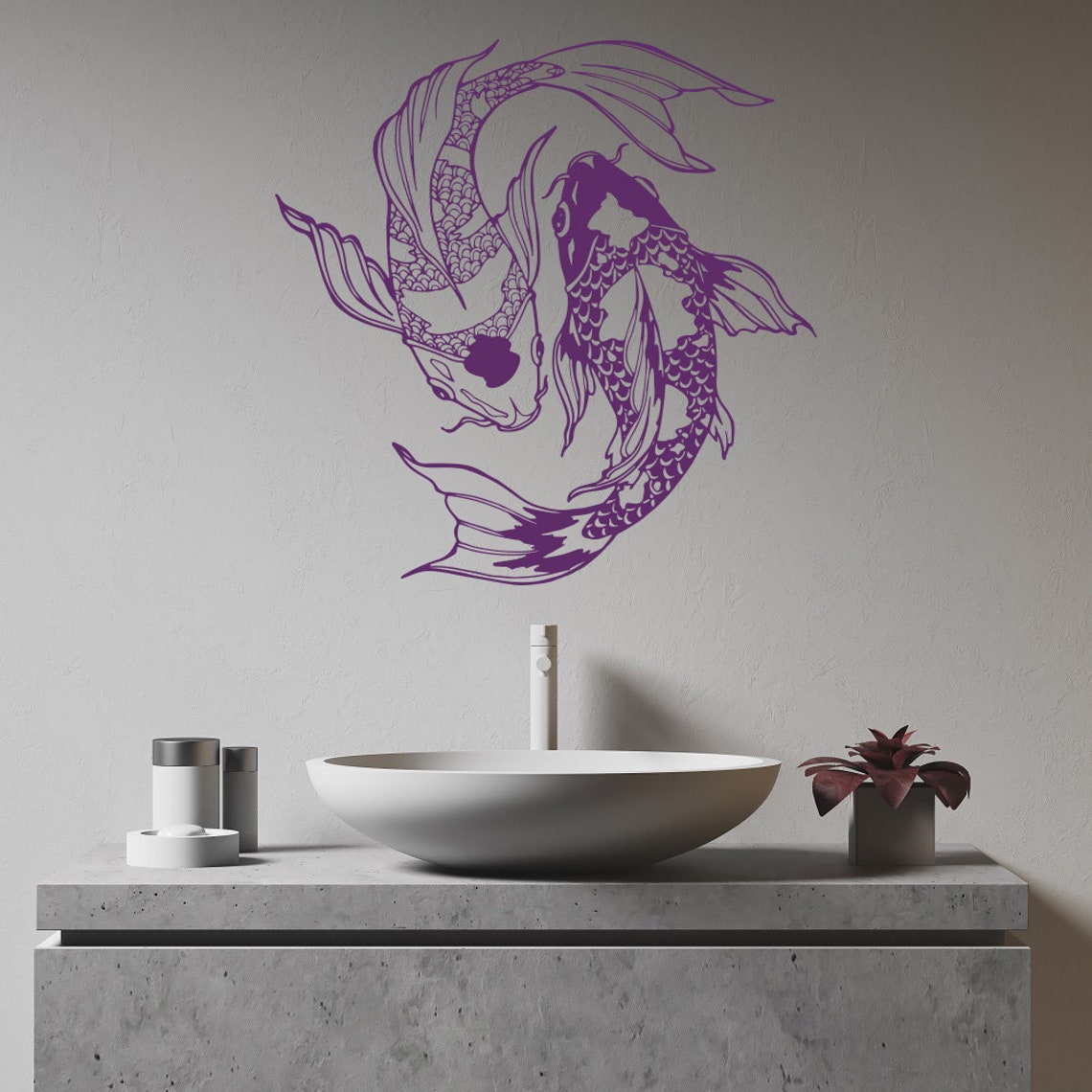 Koi Fish Wall Decal Fish Vinyl Wall Words Decal Art Etsy