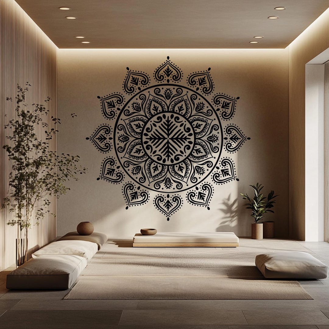 Boho Mandala Wall Decal: Vinyl Indian Ornament, Yoga Decor - Etsy