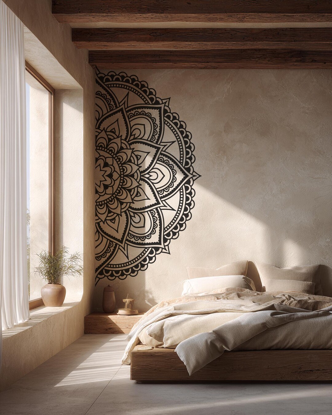 Half Mandala Vinyl Wall Decal: Removable Boho Decor - Etsy