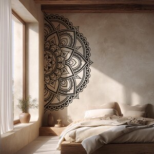 Half Mandala Vinyl Wall Decal: Removable Boho Decor