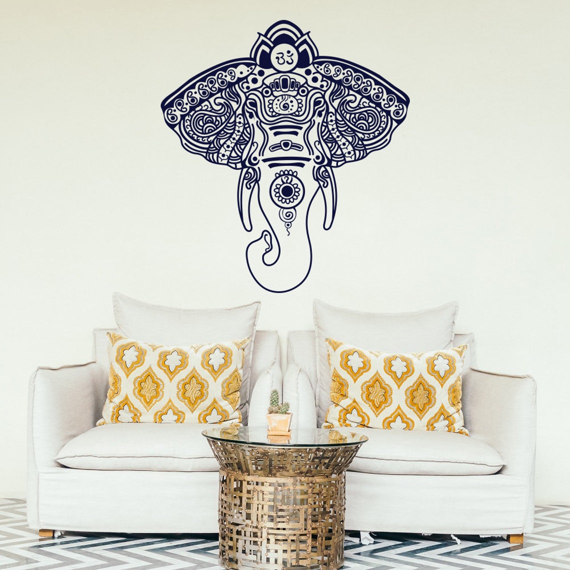 Elephant Mandala Decal Animal Wall Art Indian Mandala | Etsy