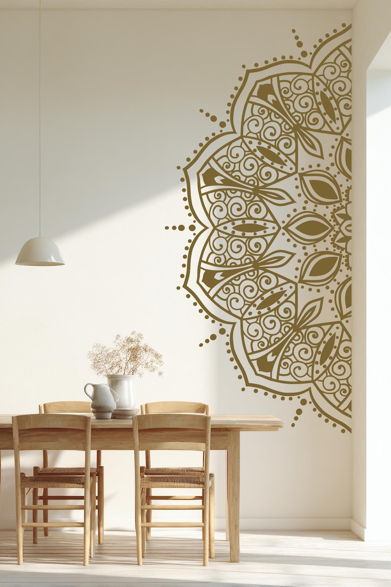 Half Mandala Wall Decal for Headboard, Rental Friendly Wall Art, Removable Over the Bed Decor image 4